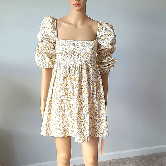 Reformation Floral Babydoll Dress Size 2 - Picture 3 of 8